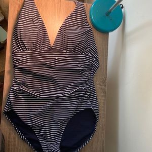 GAP One Piece striped halter bathing suit